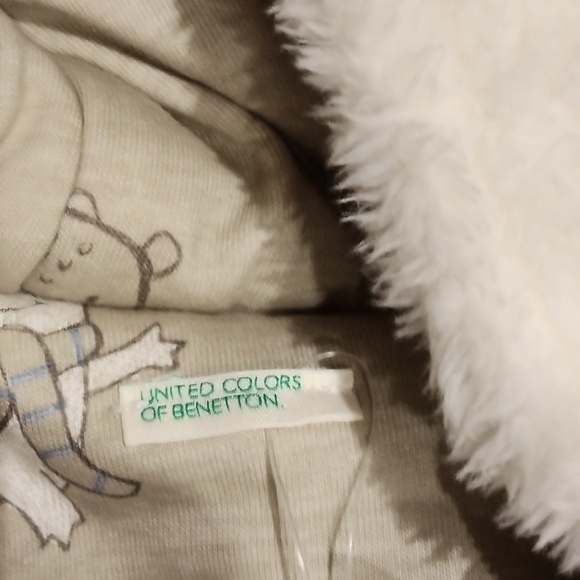 UNITED COLORS OF BENETTON BABIES UNISEX WHITE PLUSH 1 piece SNOWSUIT SZ. 3/6M - Picture 8 of 10